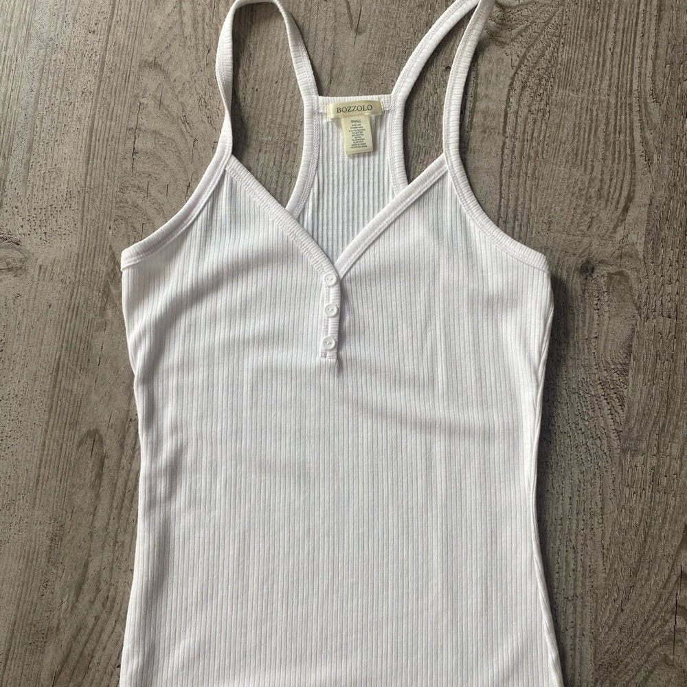 Bozzolo White Ribbed Fitted Camisole